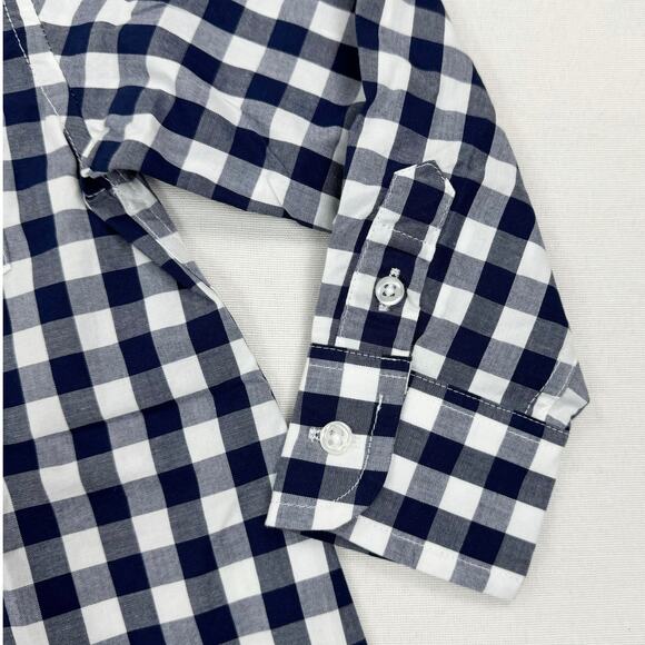 J. Crew Crewcuts Boys Long Sleeve Flex Patterned Washed Shirt 2 Gingham Navy - Picture 3 of 8